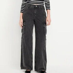 Mid-Rise Baggy Wide-Leg Cargo Jeans